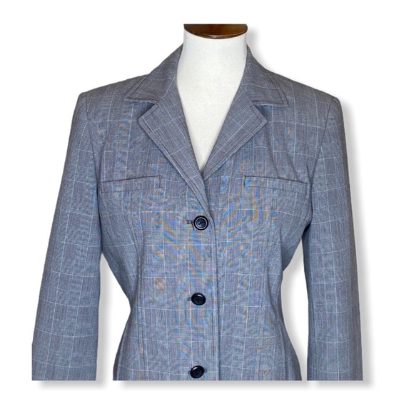 Rafaella Fitted Glen Plaid 3 Button Blazer Jacket Sz 8 - Picture 2 of 5
